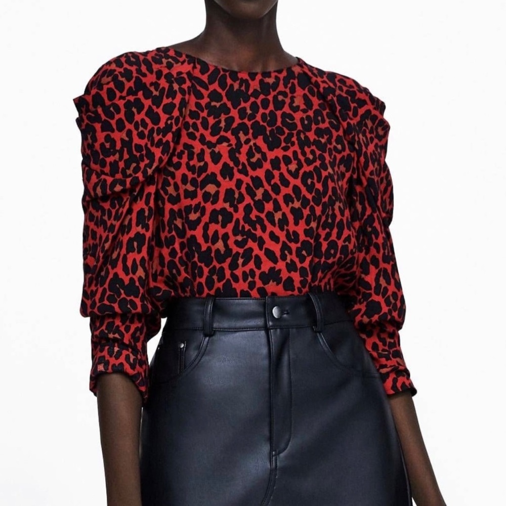 Red Zara leopard print top
